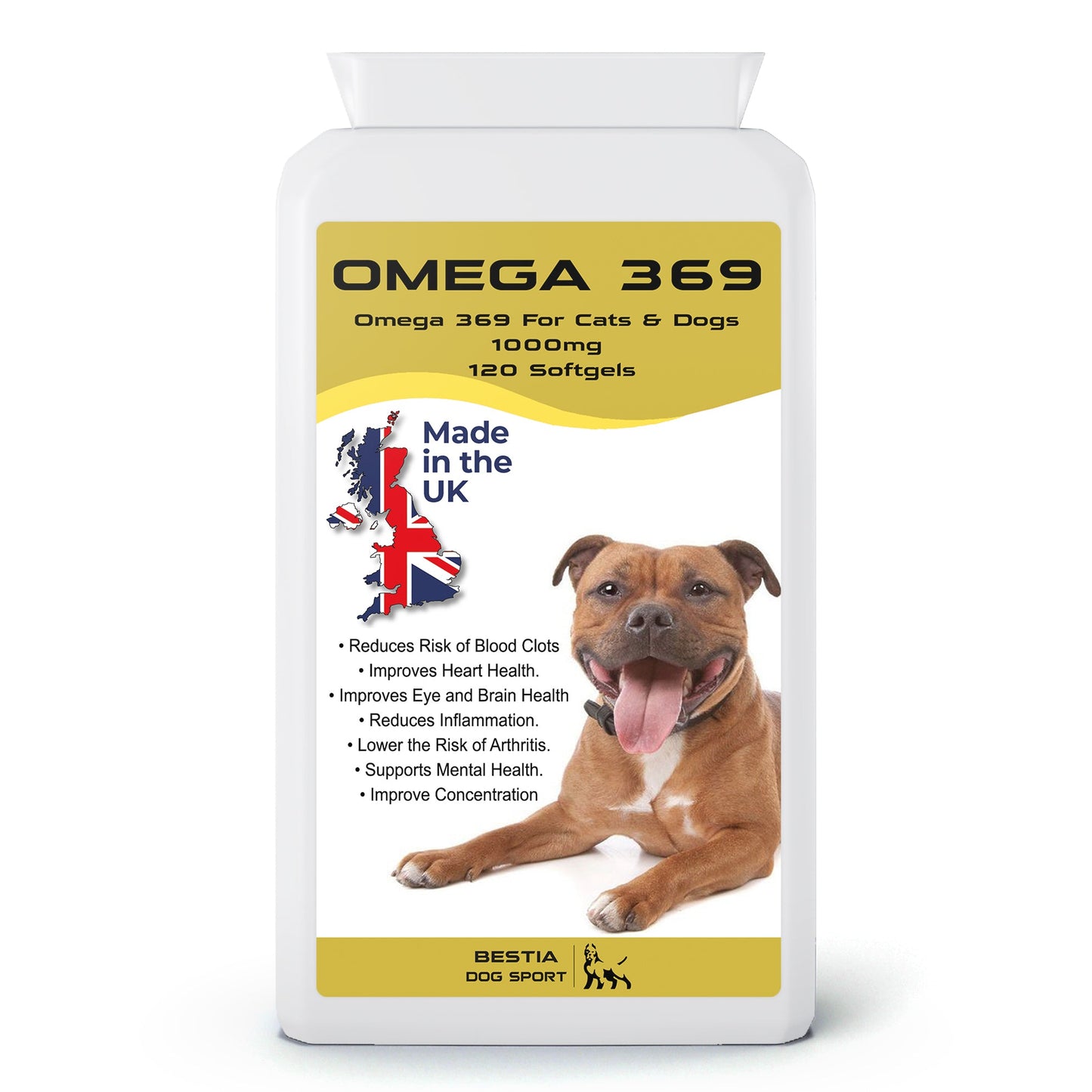 Bestia Dog Sport – Capsules Omega 3-6-9 pour Chien (120 capsules)