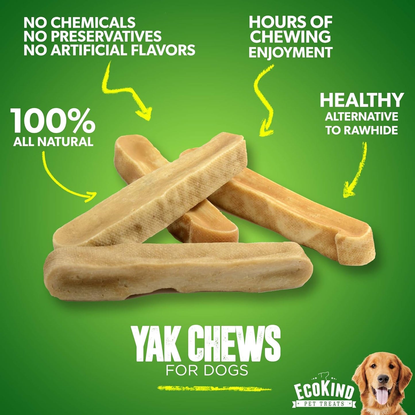 EcoKind – Friandise Naturelle au Fromage de Yak Himalayen pour Chien (Grand, 4 pcs)