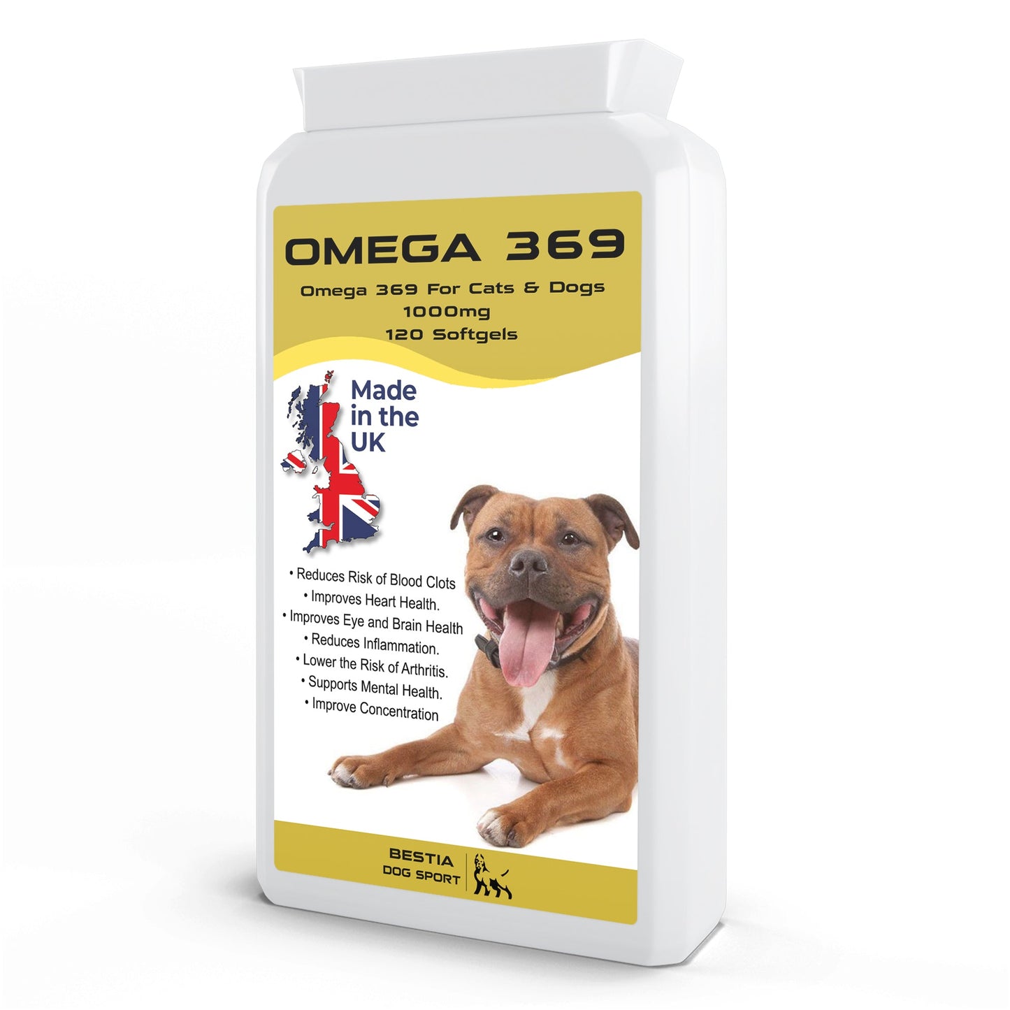 Bestia Dog Sport – Capsules Omega 3-6-9 pour Chien (120 capsules)