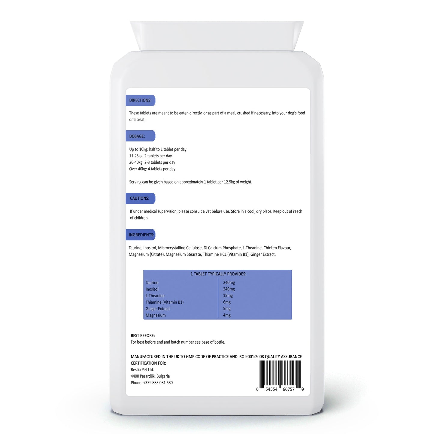 Bestia Dog Sport – PM Recovery Supplément Naturel pour Chien (120 comprimés)