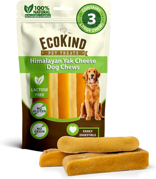 EcoKind – Friandise Naturelle au Fromage de Yak Himalayen pour Chien (Grand, 4 pcs)