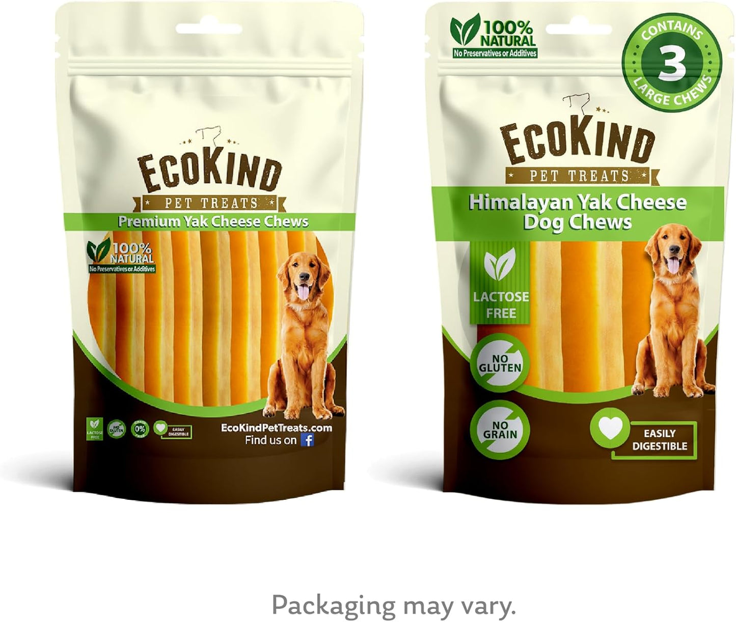 EcoKind – Friandise Naturelle au Fromage de Yak Himalayen pour Chien (Grand, 4 pcs)