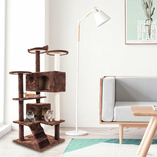 Tour à Chat Sisal Multi-niveaux avec Escalier – 52 pouces