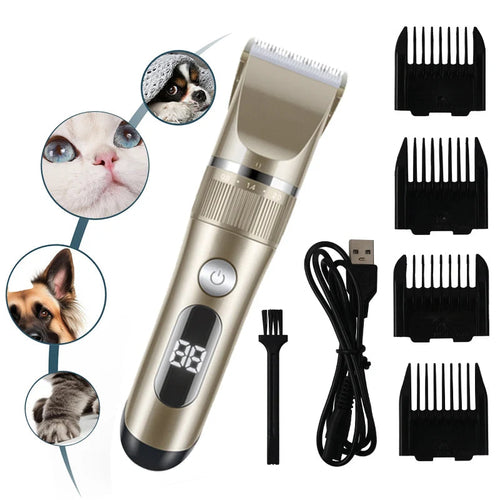 Tondeuse Professionnelle Tout Métal Rechargeable pour Chat et Chien