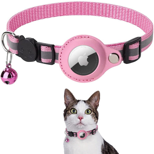 Collier Réfléchissant avec Étui AirTag pour Chat et Chien