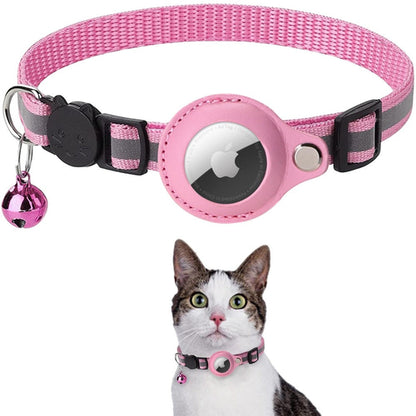 Collier Réfléchissant avec Étui AirTag pour Chat et Chien
