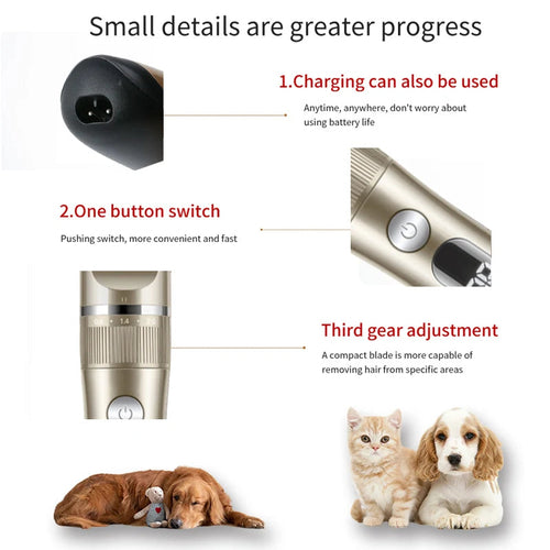 Tondeuse Professionnelle Tout Métal Rechargeable pour Chat et Chien