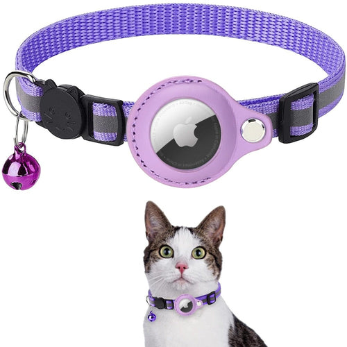 Collier Réfléchissant avec Étui AirTag pour Chat et Chien