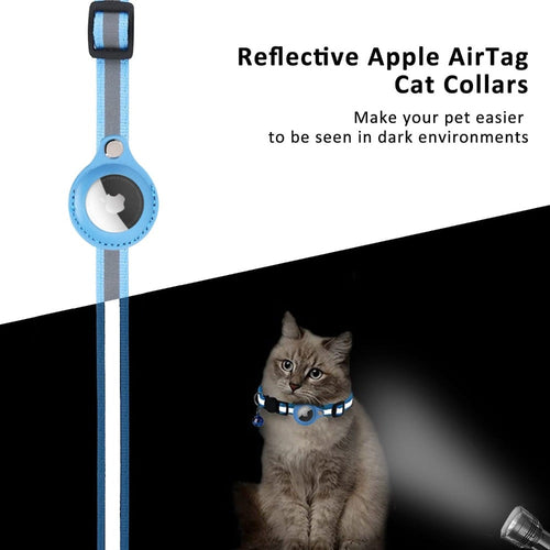 Collier Réfléchissant avec Étui AirTag pour Chat et Chien