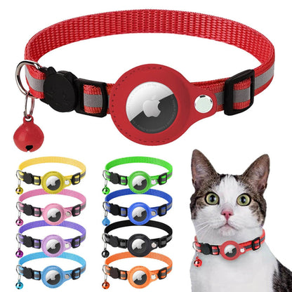 Collier Réfléchissant avec Étui AirTag pour Chat et Chien