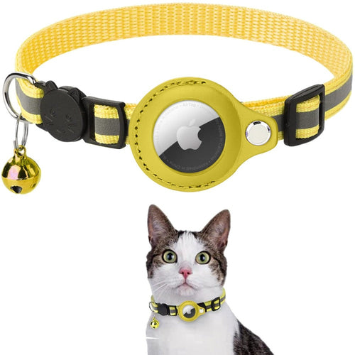 Collier Réfléchissant avec Étui AirTag pour Chat et Chien