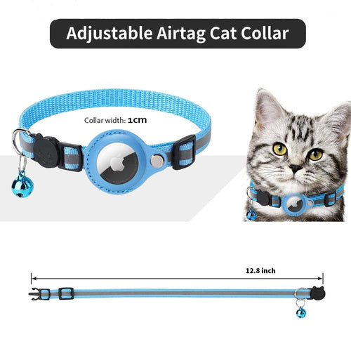 Collier Réfléchissant avec Étui AirTag pour Chat et Chien