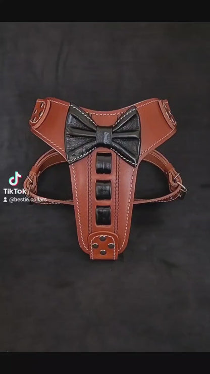 Bestia – Harnais en Cuir "Bowtie" pour Chien