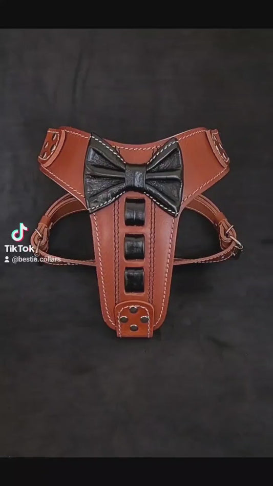 Bestia – Harnais en Cuir "Bowtie" pour Chien