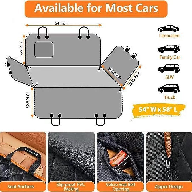 Tapis de siège arrière de voiture pour animaux - Résistant et anti-morsure